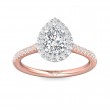 FlyerFit® 18K Pink Gold Shank And White Gold Top Micropave Halo Engagement Ring