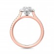 FlyerFit® 18K Pink Gold Shank And White Gold Top Micropave Halo Engagement Ring