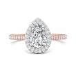 FlyerFit® 18K Pink Gold Shank And White Gold Top Micropave Halo Engagement Ring