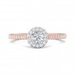 FlyerFit® 14K Pink Gold Shank And White Gold Top Micropave Halo Engagement Ring