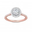 FlyerFit® 14K Pink Gold Shank And White Gold Top Micropave Halo Engagement Ring