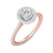 FlyerFit® 14K Pink Gold Shank And White Gold Top Micropave Halo Engagement Ring