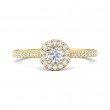 FlyerFit® 18K Yellow Gold Micropave Halo Engagement Ring