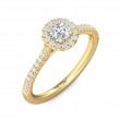 FlyerFit® 18K Yellow Gold Micropave Halo Engagement Ring