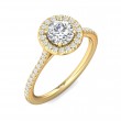 FlyerFit® 18K Yellow Gold Micropave Halo Engagement Ring