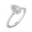 FlyerFit® 14K White Gold Micropave Halo Engagement Ring