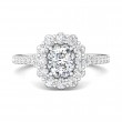 FlyerFit® 14K White Gold Shank And Platinum Top Micropave Halo Engagement Ring