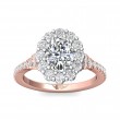 FlyerFit® 18K Pink Gold Shank And White Gold Top Micropave Halo Engagement Ring