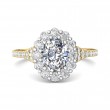 FlyerFit® 18K Yellow Gold Shank And White Gold Top Micropave Halo Engagement Ring