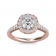 FlyerFit® 18K Pink Gold Micropave Halo Engagement Ring