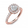 FlyerFit® 18K Pink Gold Micropave Halo Engagement Ring