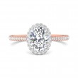 FlyerFit® 14K Pink Gold Shank And White Gold Top Micropave Halo Engagement Ring