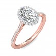 FlyerFit® 14K Pink Gold Shank And White Gold Top Micropave Halo Engagement Ring