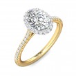 FlyerFit® 18K Yellow Gold Shank And White Gold Top Micropave Halo Engagement Ring