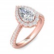 FlyerFit® 18K Pink Gold Micropave Halo Engagement Ring