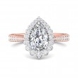 FlyerFit® 18K Pink Gold Shank And White Gold Top Micropave Halo Engagement Ring