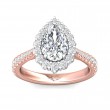 FlyerFit® 18K Pink Gold Shank And White Gold Top Micropave Halo Engagement Ring