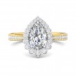 FlyerFit® 18K Yellow Gold Shank And White Gold Top Micropave Halo Engagement Ring