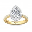 FlyerFit® 18K Yellow Gold Shank And White Gold Top Micropave Halo Engagement Ring