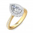 FlyerFit® 18K Yellow Gold Shank And White Gold Top Micropave Halo Engagement Ring