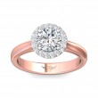 FlyerFit® 18K Pink Gold Shank And White Gold Top Solitaire Engagement Ring