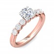 FlyerFit® 14K Pink Gold Shank And White Gold Top Channel and Shared Prong Engagement Ring