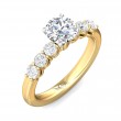 FlyerFit® 18K Yellow Gold Shank And White Gold Top Channel and Shared Prong Engagement Ring