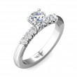 FlyerFit® 18K White Gold Channel and Shared Prong Engagement Ring