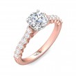 FlyerFit® 14K Pink Gold Shank And White Gold Top Channel and Shared Prong Engagement Ring