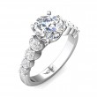 FlyerFit® 18K White Gold Channel and Shared Prong Engagement Ring