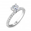 FlyerFit® 18K White Gold Channel and Shared Prong Engagement Ring