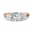 FlyerFit® 18K Pink Gold Shank And White Gold Top Three Stone Engagement Ring