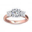 FlyerFit® 18K Pink Gold Shank And White Gold Top Three Stone Engagement Ring