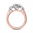 FlyerFit® 18K Pink Gold Shank And White Gold Top Three Stone Engagement Ring