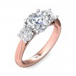 FlyerFit® 18K Pink Gold Shank And White Gold Top Three Stone Engagement Ring