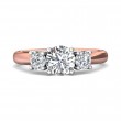 FlyerFit® 18K Pink Gold Shank And White Gold Top Three Stone Engagement Ring