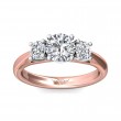 FlyerFit® 18K Pink Gold Shank And White Gold Top Three Stone Engagement Ring