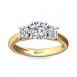 FlyerFit® 18K Yellow Gold Shank And White Gold Top Three Stone Engagement Ring