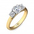 FlyerFit® 18K Yellow Gold Shank And White Gold Top Three Stone Engagement Ring