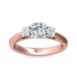 FlyerFit® 18K Pink Gold Shank And White Gold Top Three Stone Engagement Ring