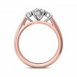 FlyerFit® 18K Pink Gold Shank And White Gold Top Three Stone Engagement Ring