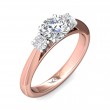 FlyerFit® 18K Pink Gold Shank And White Gold Top Three Stone Engagement Ring