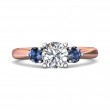 FlyerFit® 18K Pink Gold Shank And White Gold Top Three Stone Engagement Ring