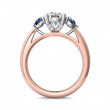 FlyerFit® 18K Pink Gold Shank And White Gold Top Three Stone Engagement Ring