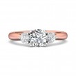 FlyerFit® 14K Pink Gold Shank And White Gold Top Three Stone Engagement Ring