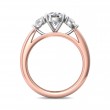 FlyerFit® 14K Pink Gold Shank And White Gold Top Three Stone Engagement Ring