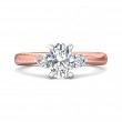 FlyerFit® 14K Pink Gold Shank And White Gold Top Three Stone Engagement Ring