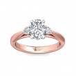 FlyerFit® 14K Pink Gold Shank And White Gold Top Three Stone Engagement Ring