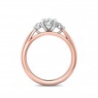 FlyerFit® 14K Pink Gold Shank And White Gold Top Three Stone Engagement Ring