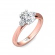 FlyerFit® 14K Pink Gold Shank And White Gold Top Three Stone Engagement Ring